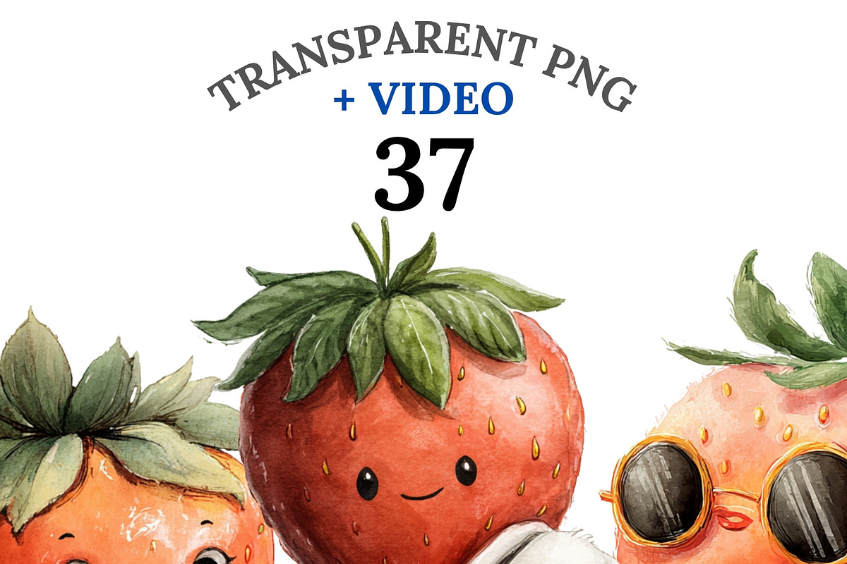 37 Strawberry Clipart, a Food Illustration by Pati Charm Studio (Photo 1 of 8)
