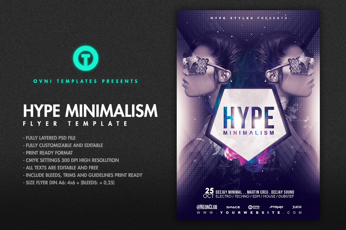 HYPE MINIMALISM Flyer Template, a Flyer Template by OVNI-TEMPLATES (Photo 1 of 4)