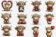 Valentine cute Highland cow clipart, an Illustration by Designworld (Thumbnail 4 of 6)