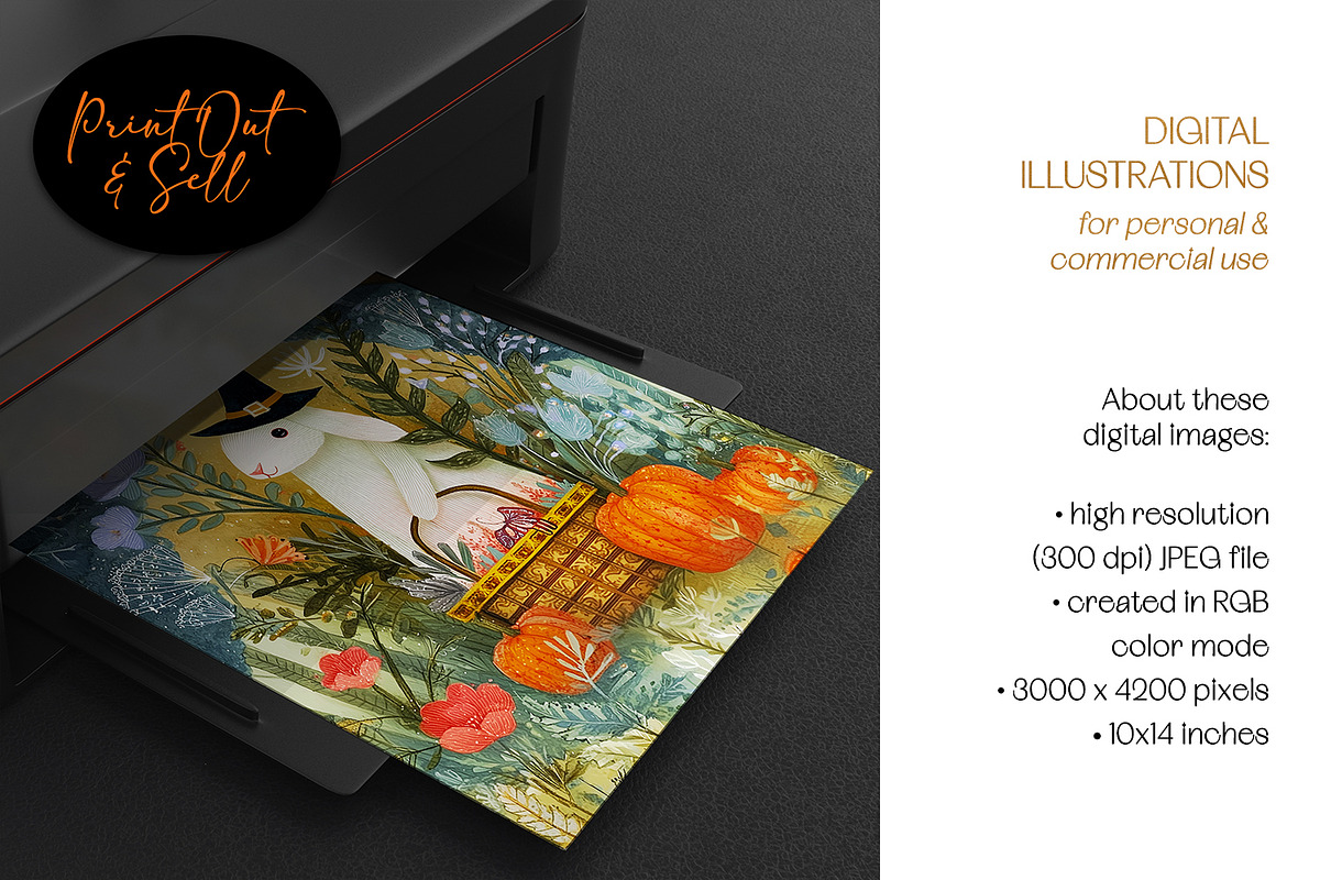 Halloween Forest Animals Postcards, an Animal Illustration by The Dutch Lady Designs (Photo 2 of 7)
