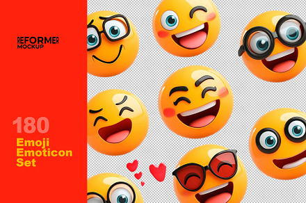 Emoji Emoticon Set | Transparent PNG, an Object Graphic by Reformer Mockup