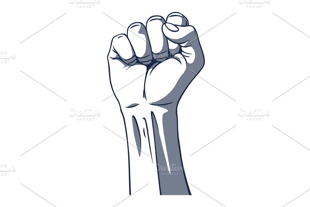 Rised fist hand gesture, an Object Illustration by Things for designers