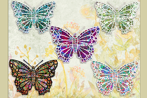 Butterflies Stained Glass Look