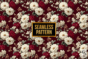 Cream & Burgundy Flowers Pattern, a Pattern Graphic by Creative Store (Thumbnail 4 of 5)