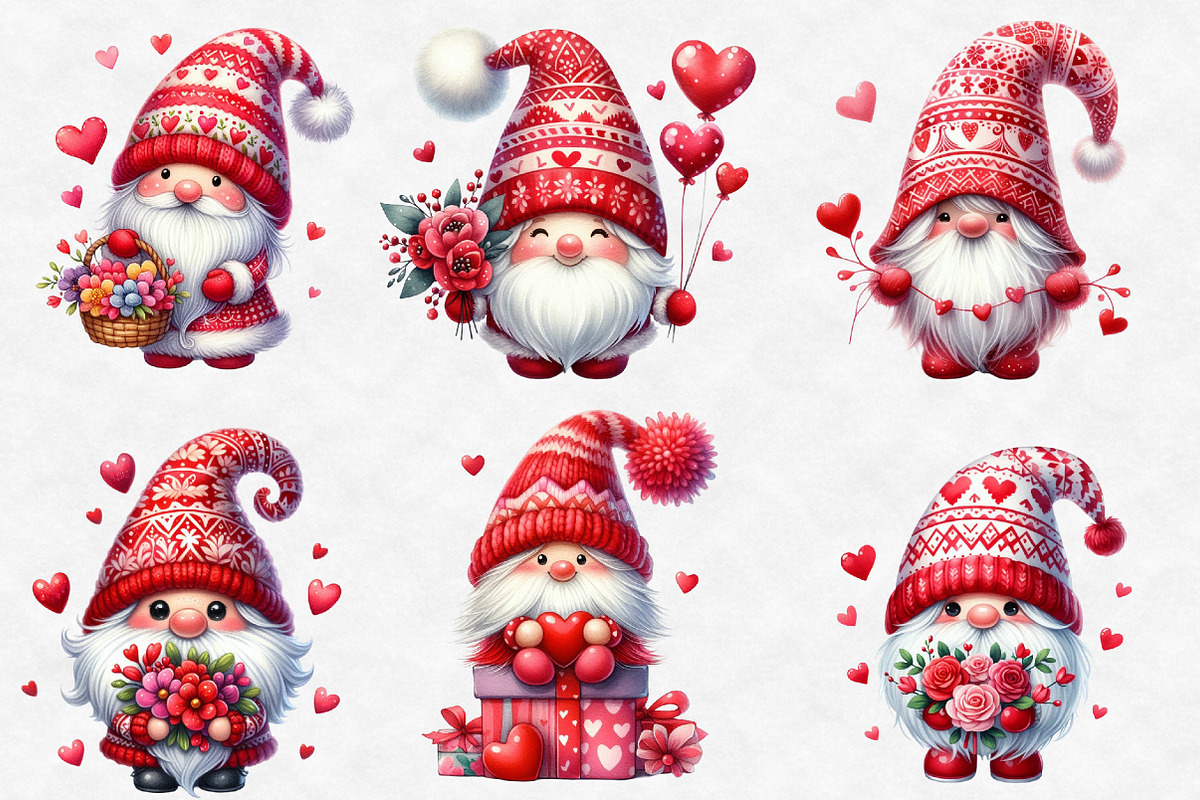 Sweet Valentine's Day Gnome Clipart, an Illustration by Designworld (Photo 2 of 6)