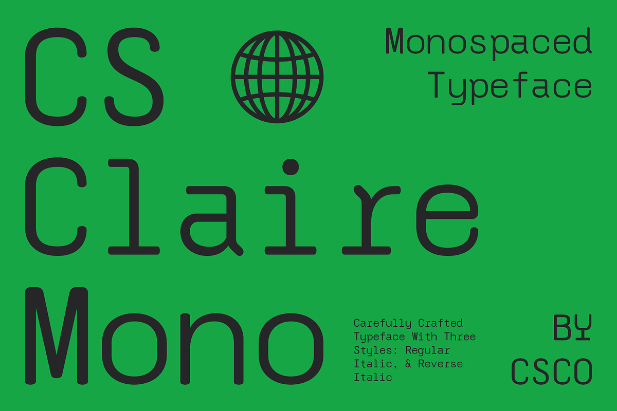 CS Claire Mono – Monospaced Typeface, a Sans Serif Font by Craft Supply Co. (Photo 1 of 8)