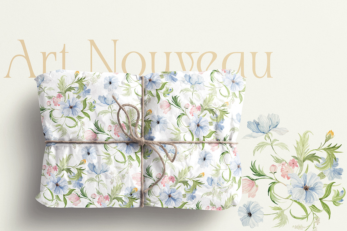 Watercolor Flower - Art Nouveau, a Decorative Illustration by Beigetime (Photo 2 of 14)