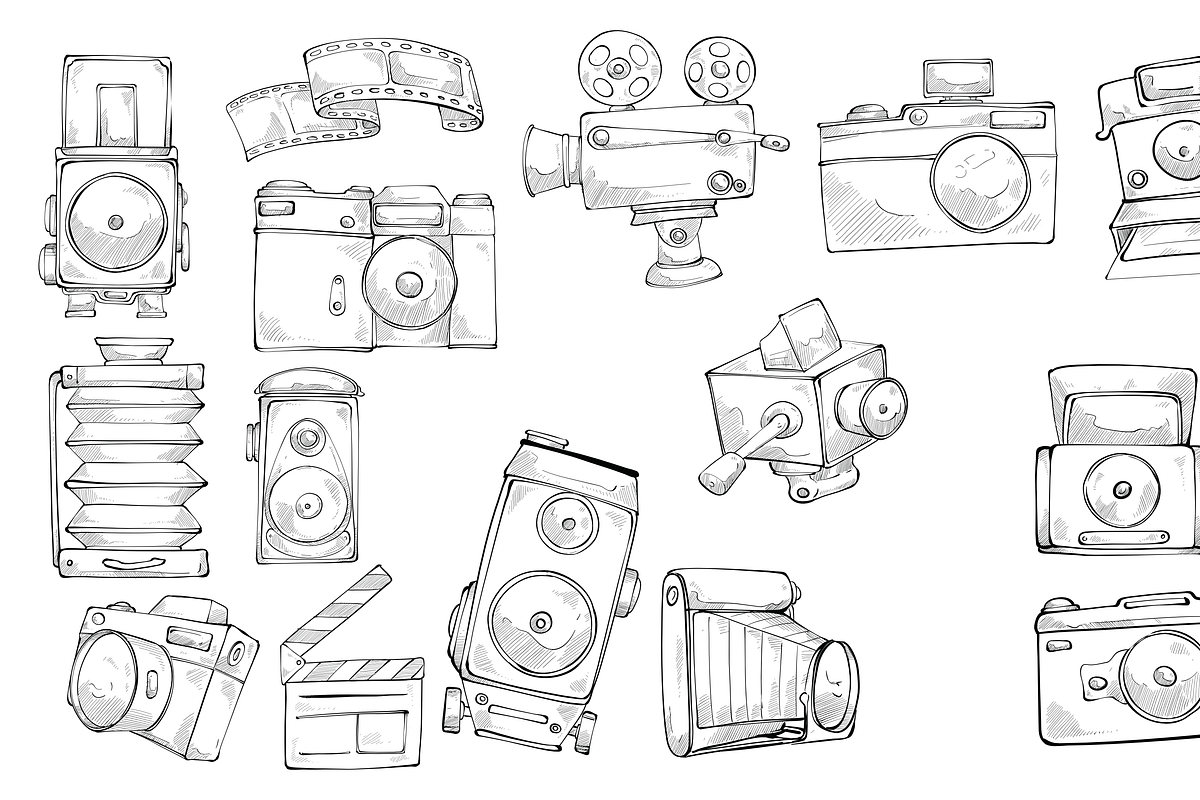 old camera handdrawn collection, an Object Graphic by nikagraphic