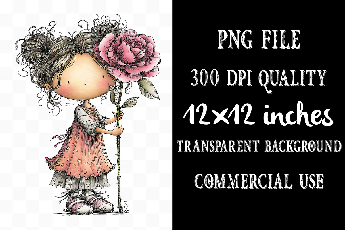 Floral Girl Whimsical Clipart, a Person Illustration by Designking (Photo 4 of 5)
