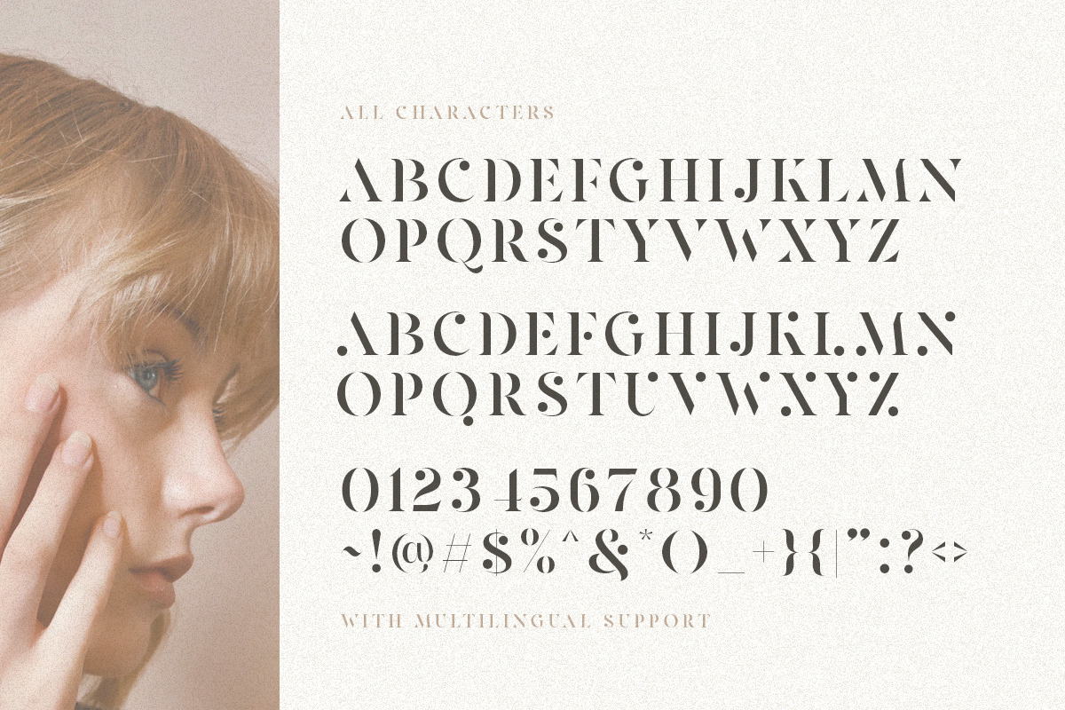 Pearlone - Stylish Stencil Serif, a Serif Font by Sarid Ezra (Photo 9 of 9)