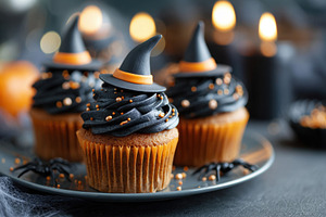 Festive cupcakes decorated for halloween holiday, a Food & Drink Photo by AlyaAnd