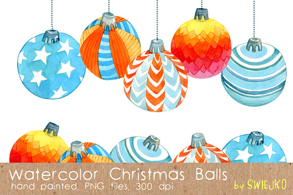 Watercolor Christmas Balls preview 2