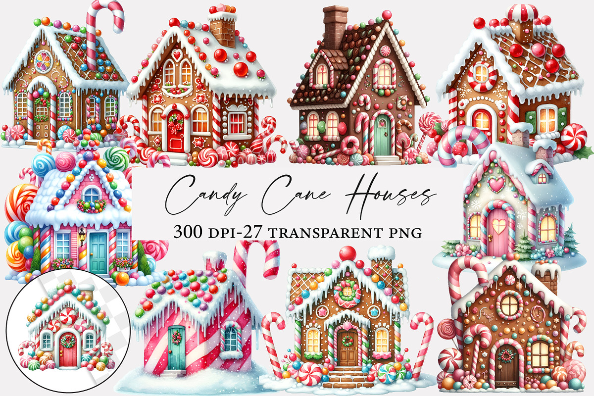 Candy Cane Houses Clipart, an Illustration by Designworld (Photo 1 of 5)