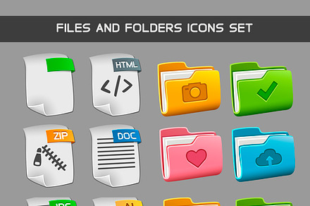 Files and folders icons set, an Icon by Saranai Store