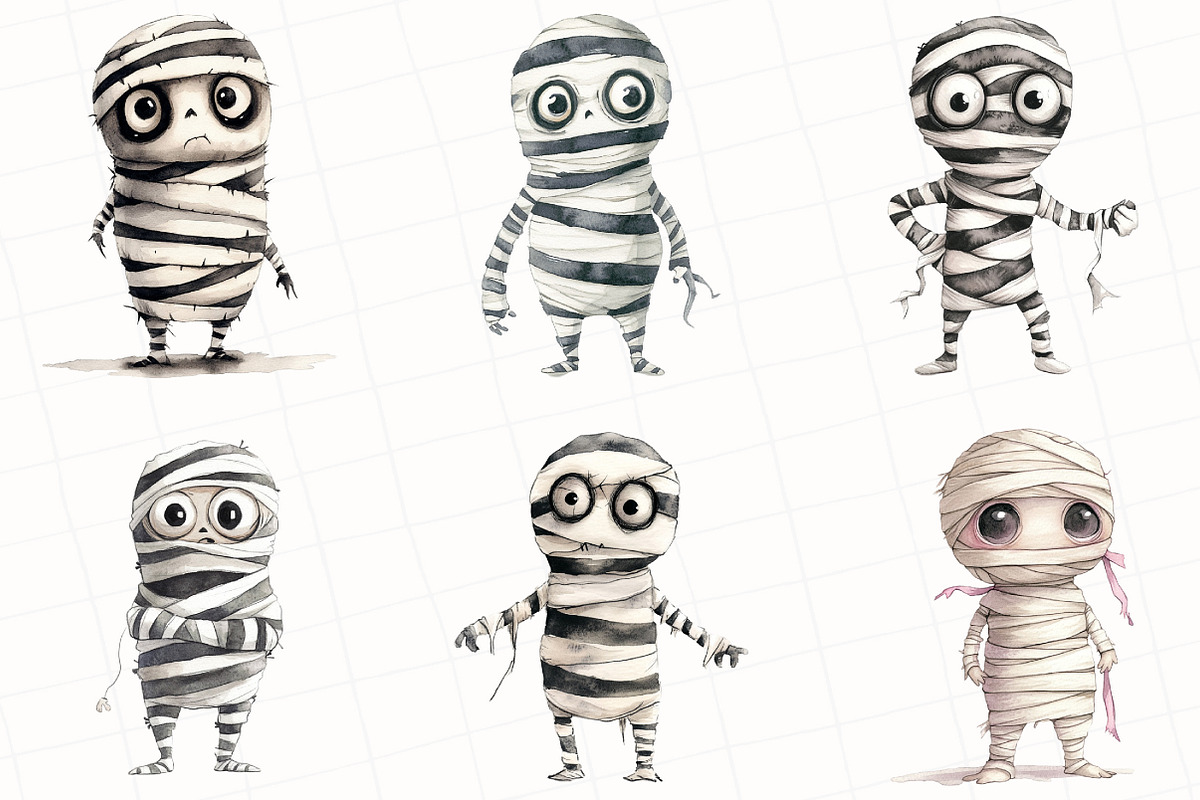 Minimalist Halloween Mummy Clipart, an Illustration by OK Design (Photo 3 of 5)