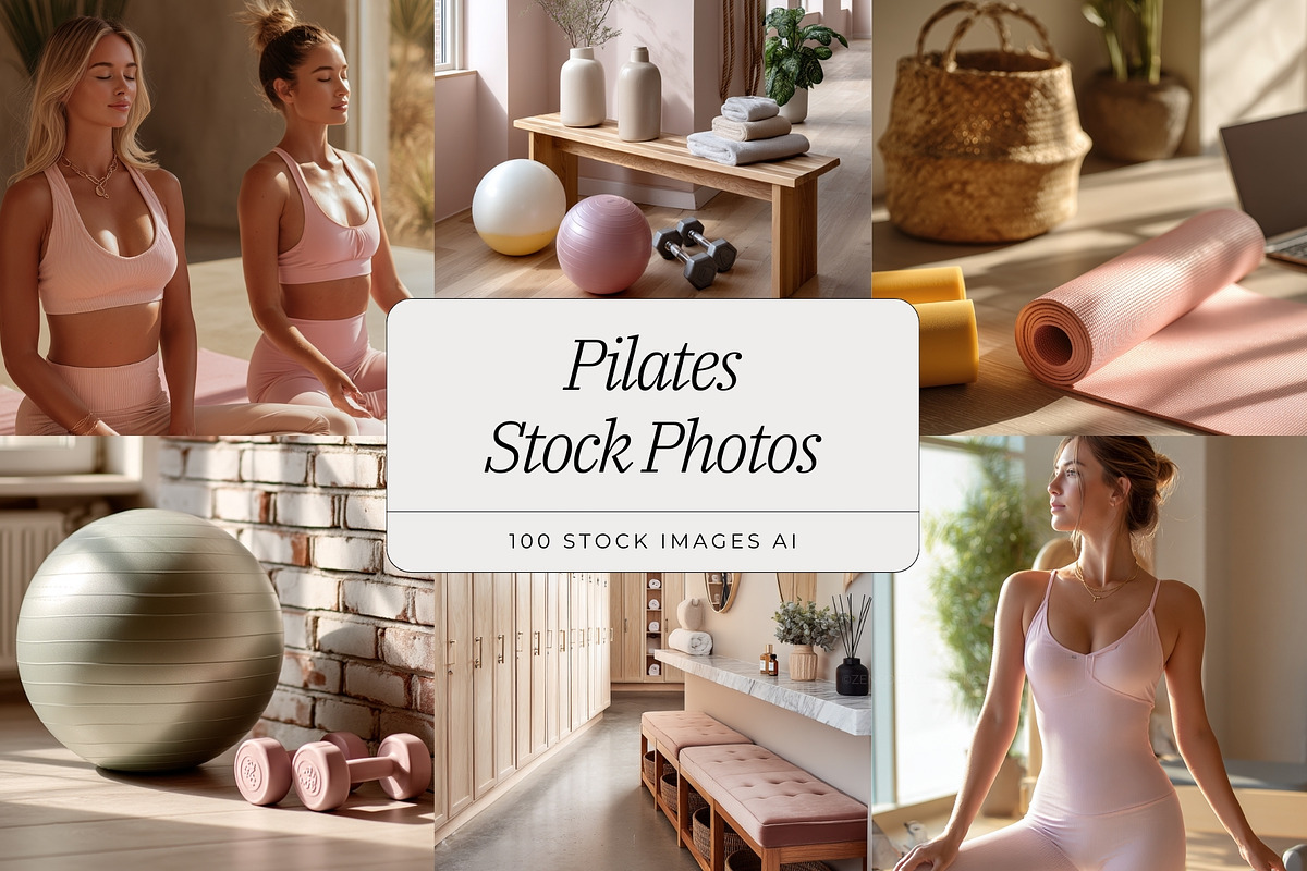 Pilates & Yoga Stock Photo Bundle, a Photo by ZenSocialDesigns (Photo 1 of 9)