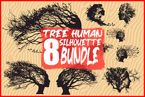8 Tree Human Silhouette Bundle, an Illustration by Designs_River
