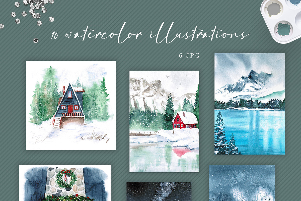 Watercolor Christmas and winter set, a Seasonal Illustration by LeriaArt watercolor (Photo 3 of 4)
