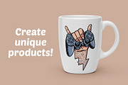 shaka hand and game controller, an Object Illustration by gunaonedesign (Thumbnail 2 of 4)