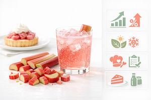 Rhubarb drink with sliced stalks and, a Photo by Dvoevnore photos