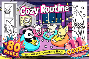 Cozy Routine Coloring Pages – Kawaii, an Animal Illustration by Ink Gallery