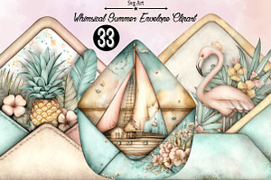 Whimsical Summer Envelope Clipart Bu, an Illustration by SVGArt