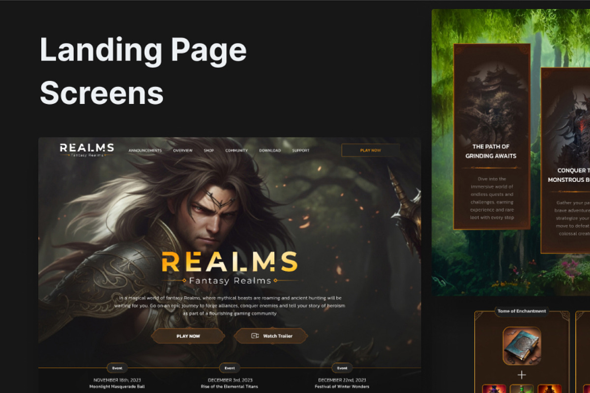Fantasy | MMORPG Landing Page UI Kit, an UI Kit Template by hiddemaru (Photo 5 of 6)