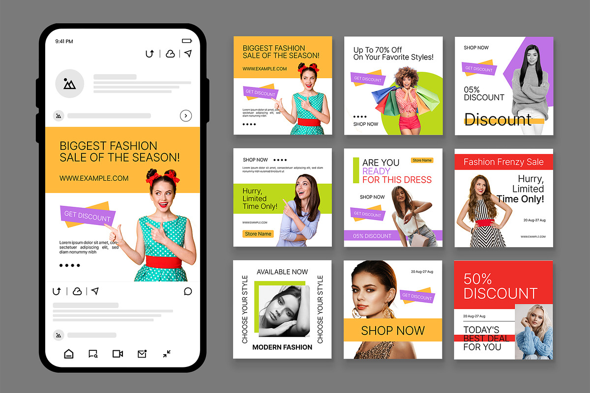 Fashion Social Media Post Template, a Social Media Template by CreativeShaper (Photo 1 of 3)