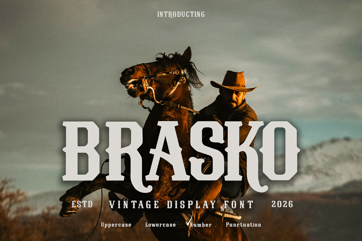 Brasko - Vintage Display Font, a Serif Font by Pitchlook.Studio (Photo 1 of 4)