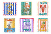 Coastal Summer Stamp Clipart Bundle, an Illustration by Dream Creation (Thumbnail 4 of 8)