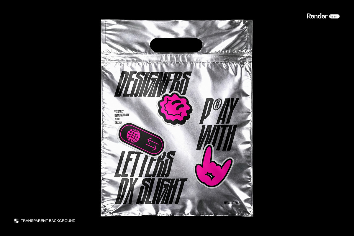 Metallic Foil Bag Mockup Set, a Packaging Mockup by Renderteam (Photo 15 of 22)