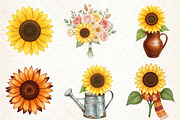 Vintage Sunflowers Autumn Clipart, an Illustration by Libby Wishes (Thumbnail 2 of 11)