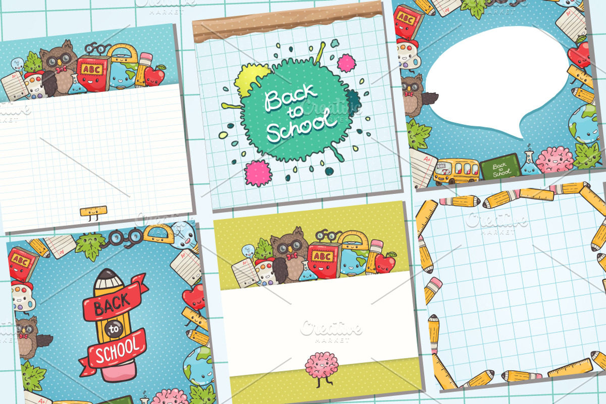Back to School. Cute characters., an Education Illustration by kostolom3ooo (Photo 3 of 5)