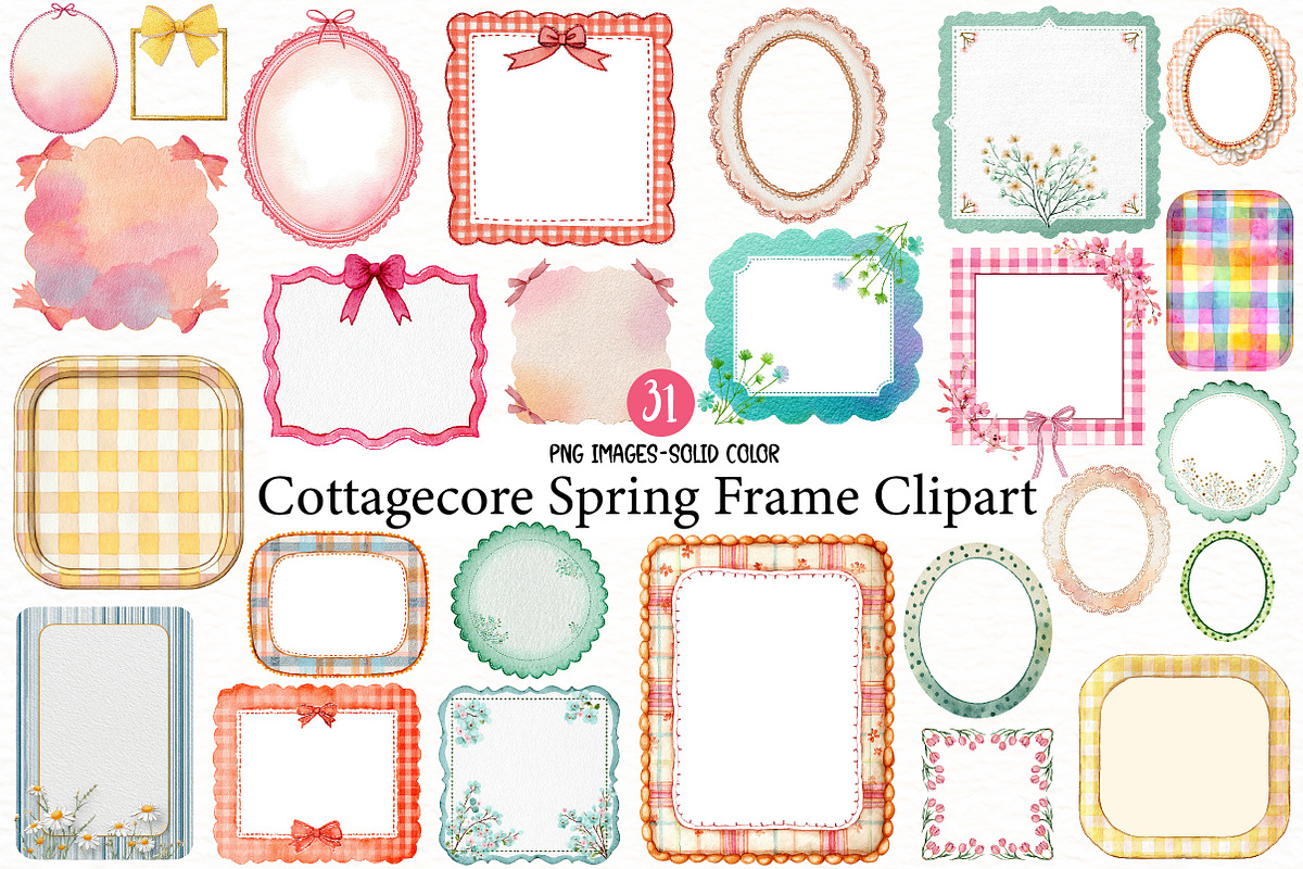 Cottagecore Spring Frame Clipart, an Illustration by Designworld (Photo 1 of 7)