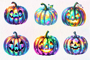 Halloween Pumpkin Iridescent Clipart, an Illustration by Dream Creation (Thumbnail 3 of 6)