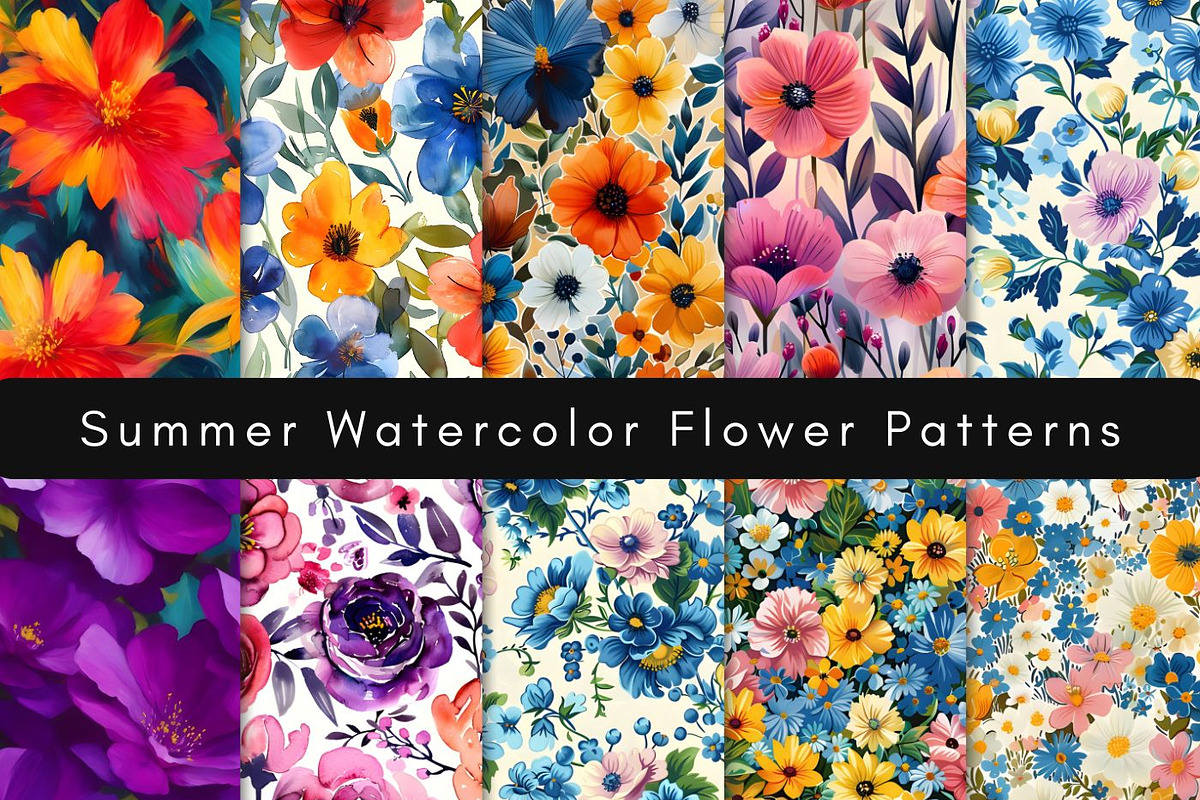 SUMMER FLOWERS SEAMLESS PATTERN, a Pattern Graphic by UniqueMe (Photo 4 of 11)