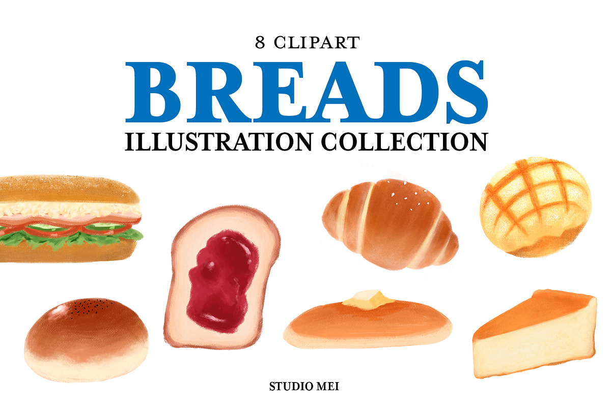 8 Breads clipart, a Food Illustration by Studio Mei Design (Photo 1 of 4)