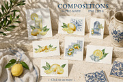 Lemon Watercolor Clipart Set, a Food Illustration by Alisles (Thumbnail 3 of 11)