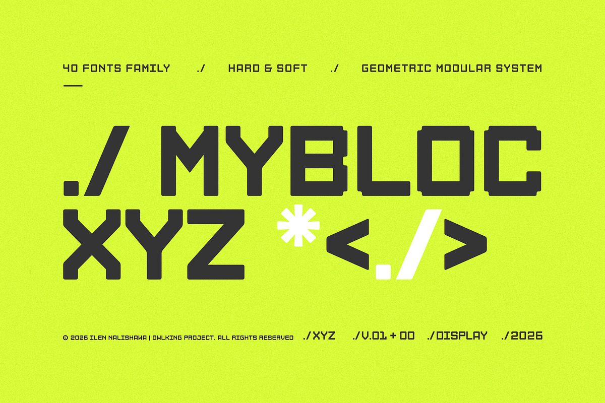 Mybloc Xyz, a Sans Serif Font by OWL KING (Photo 1 of 10)