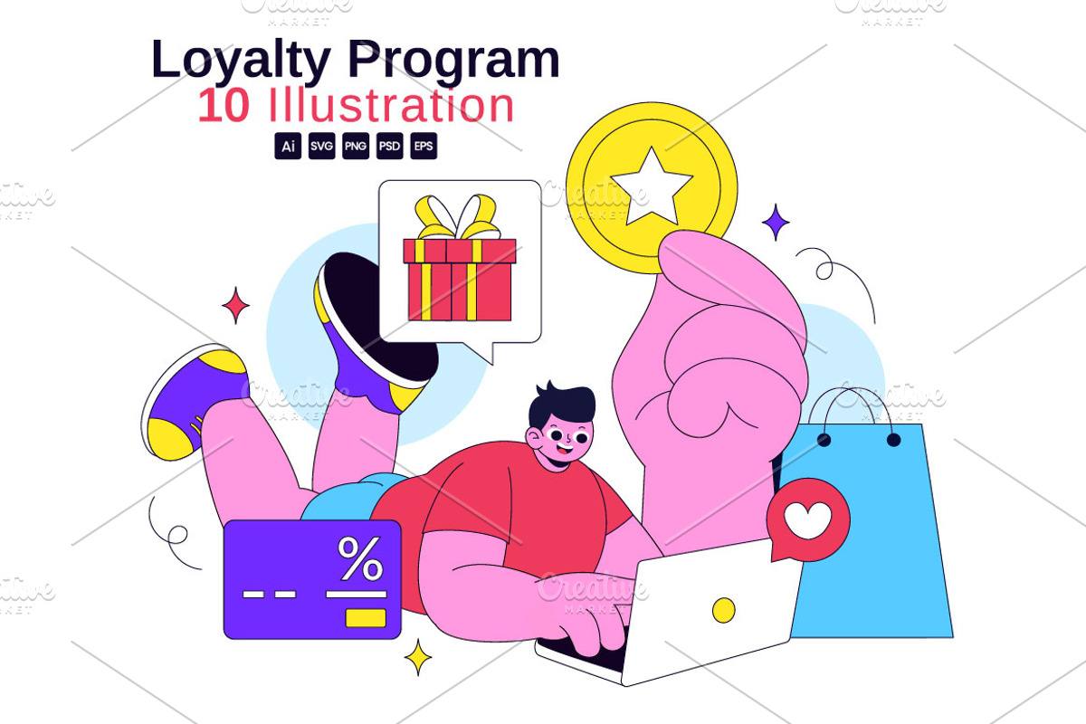 10 Loyalty Program Illustration, a Person Illustration by denayunebgt (Photo 1 of 4)