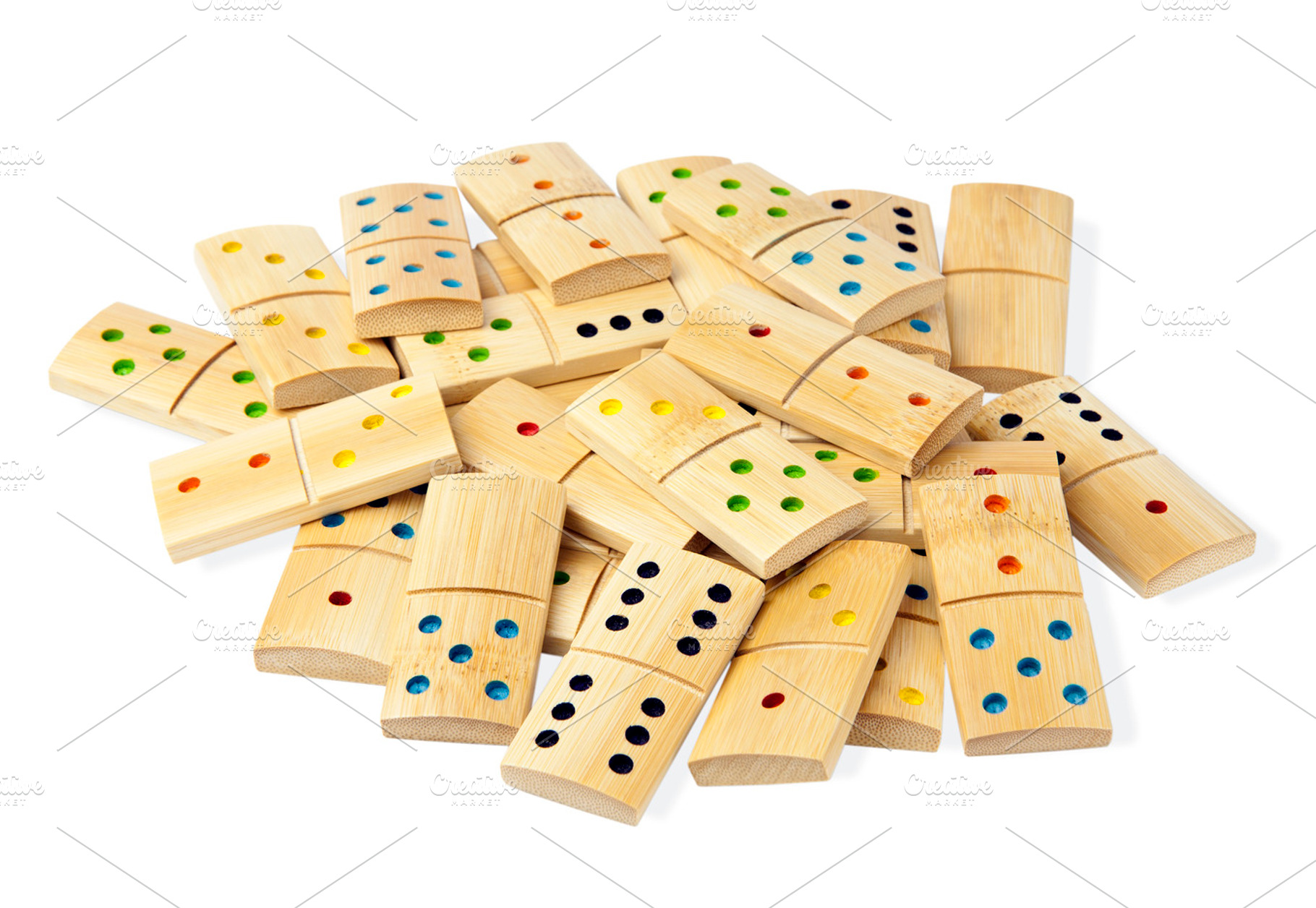 Pile of isolated dominoes, an Arts & Entertainment Photo by BOOCYS