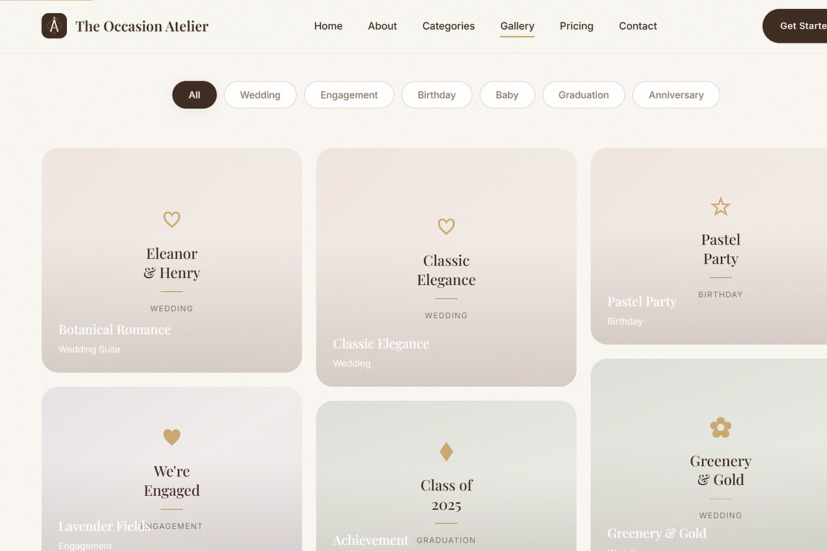 Occasion Atelier Celebration Website, a HTML Template by GeorgeMichel (Photo 10 of 10)