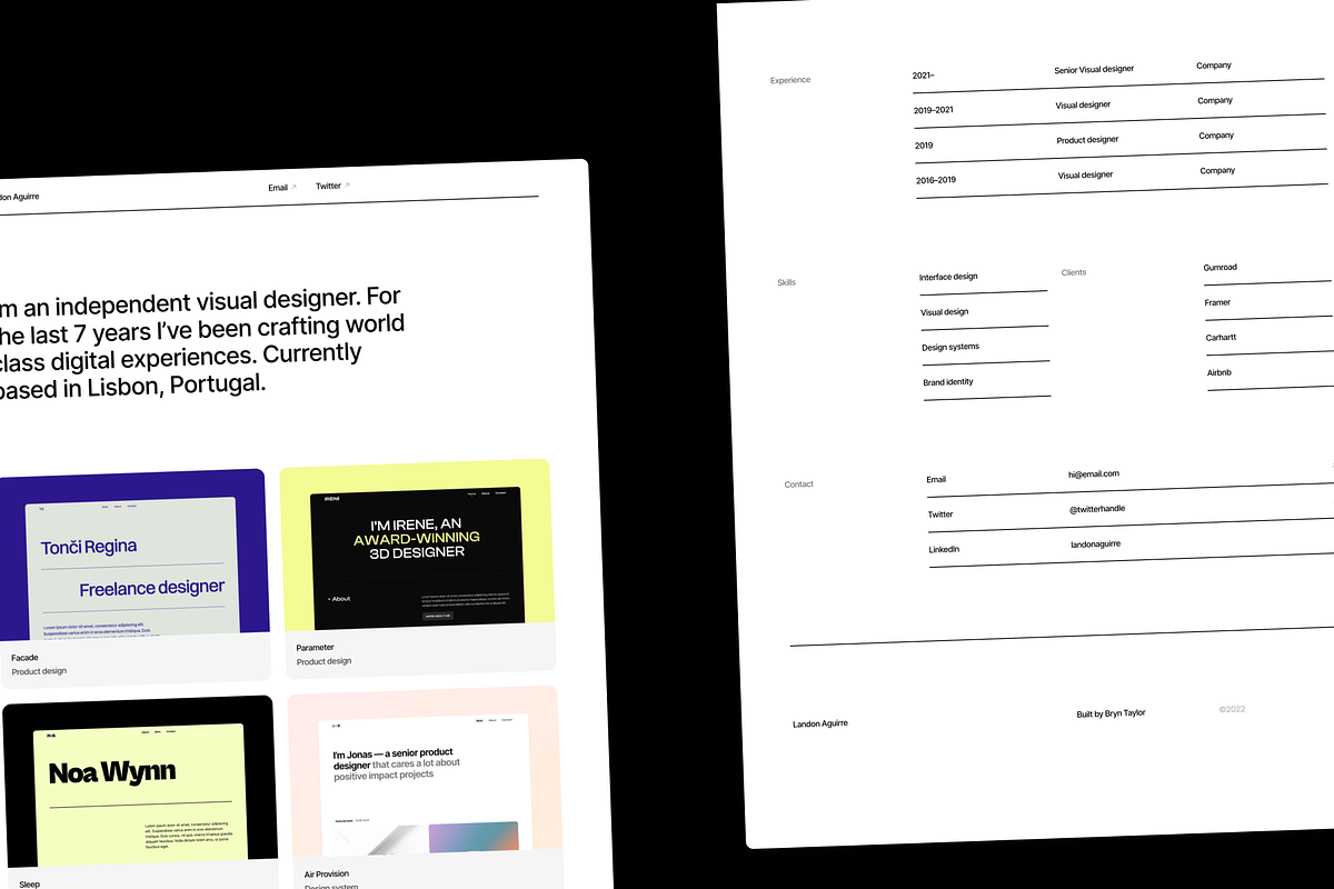 Minimal Design Portfolio · Framer, a Landing Page Template by Bryn Taylor (Photo 2 of 4)