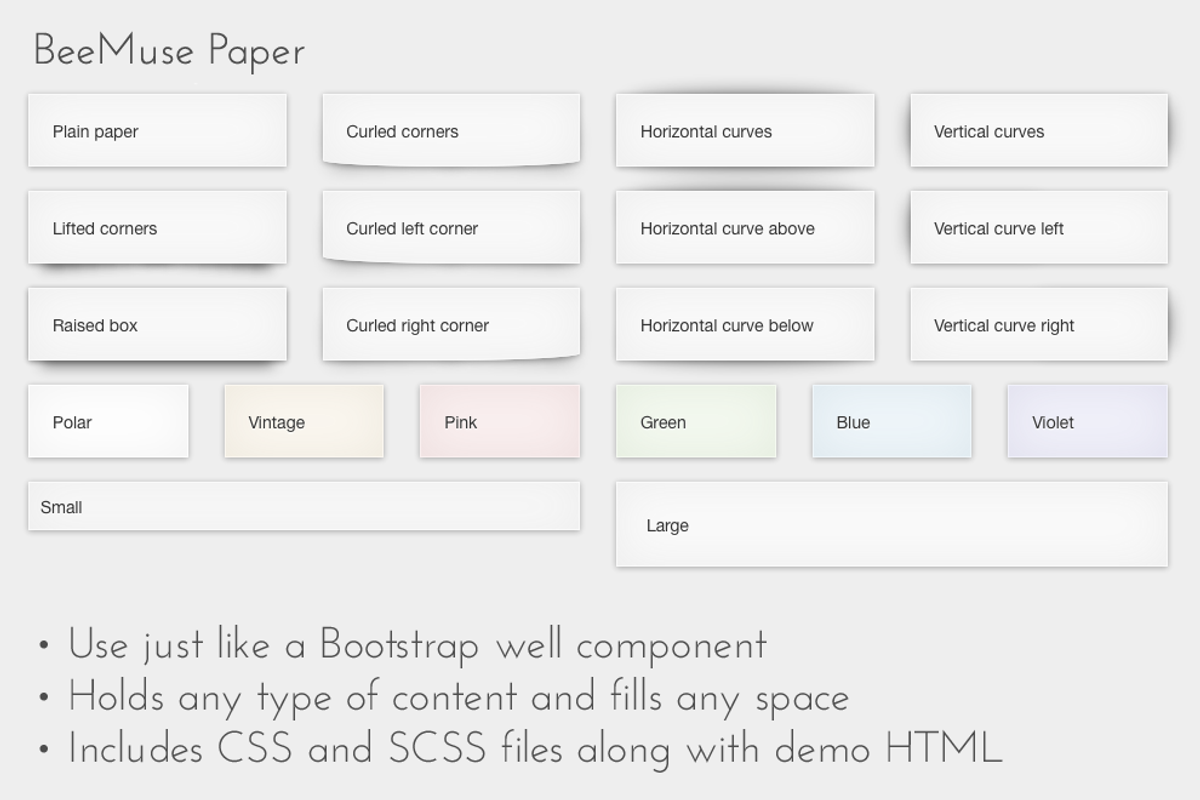 Paper component, a Bootstrap Template by BeeMuse