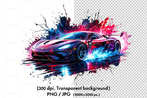 High-speed sports car racing, a Transportation Illustration by yod67