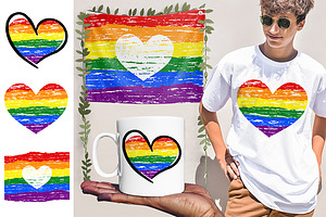 LGBT Pride Flags, Rainbow Heart Flag