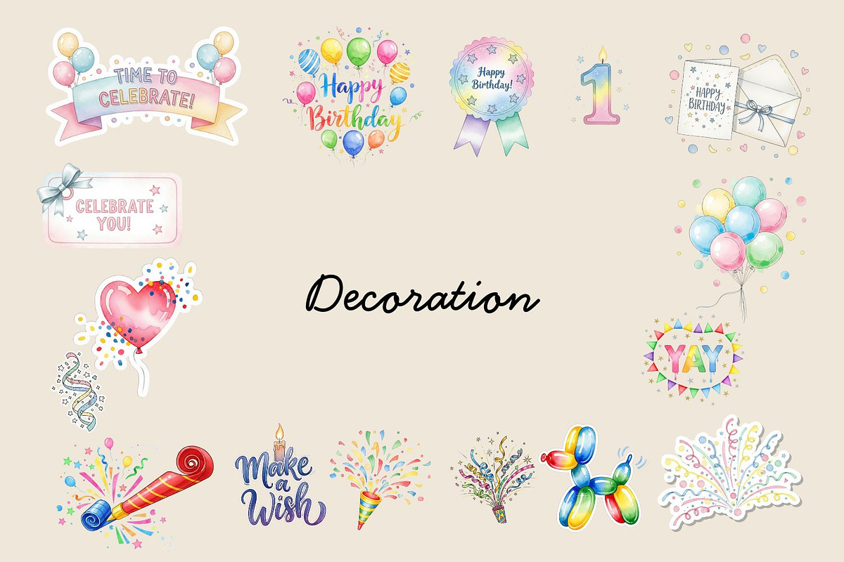 Colorful Birthday Sticker Set
