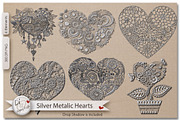 Silver Metalic Hearts, an Illustration by Legacy4Life Designs (Thumbnail 1 of 3)