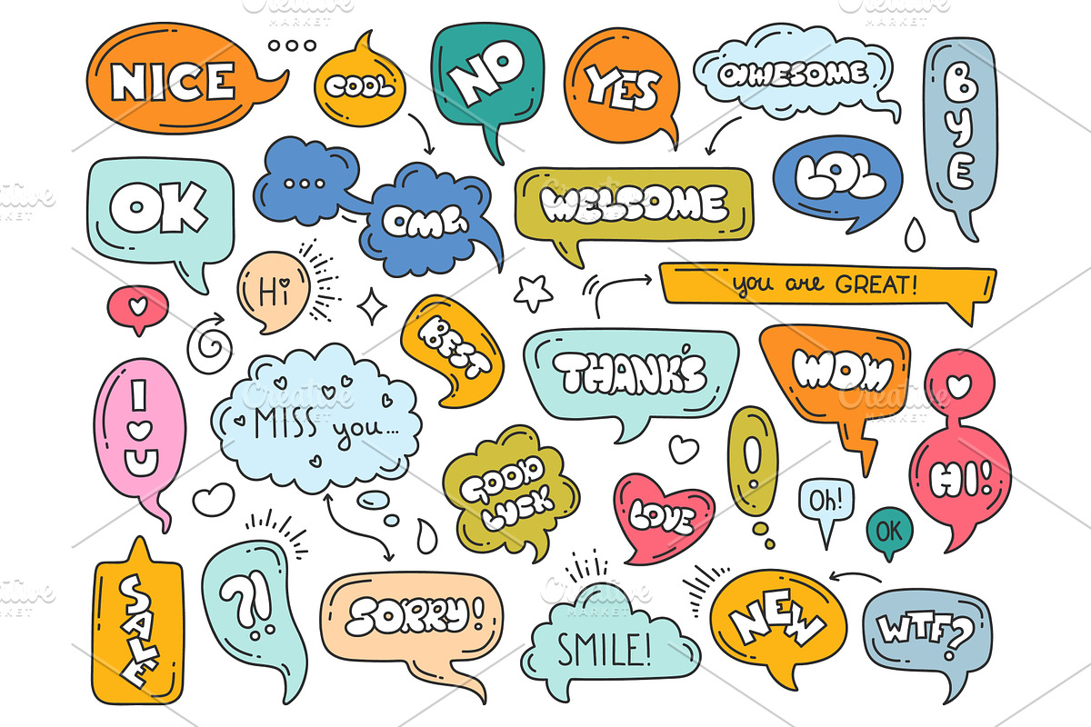 Speech bubbles with words. Different, an Object Illustration by YummyBuum
