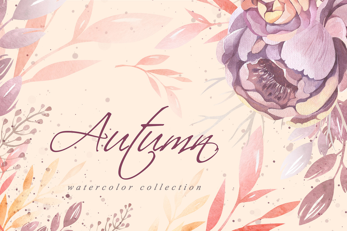 Autumn Floral Watercolor Clipart, a Decorative Illustration by LenArt (Photo 1 of 18)